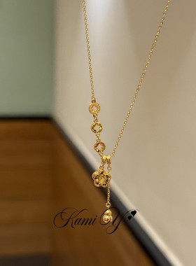 碎冰冰花朵葫芦吊坠项链