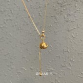 新中式 古法金小飞象吊坠项链女可爱气质百搭简约设计感锁骨链配饰