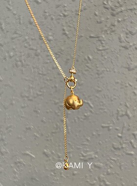 新中式古法金小飞象吊坠项链