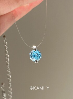清冷感海蓝色人鱼之泪项链