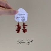 小众设计红色贝壳耳环喜庆新中式 国风新娘耳饰复古气质高级感耳钉