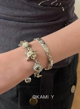 朋克鬼马爱心星星手链