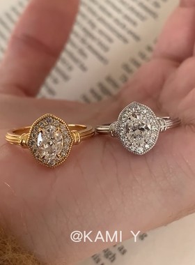 百搭轻奢中古鸽子蛋戒指
