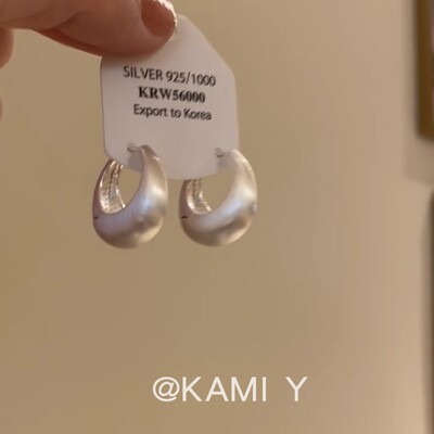 高级感金属银色拉丝耳扣耳环女