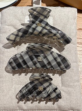 韩系复古老钱风格纹醋酸抓夹女小众秋冬新款高级感鲨鱼夹头饰发饰