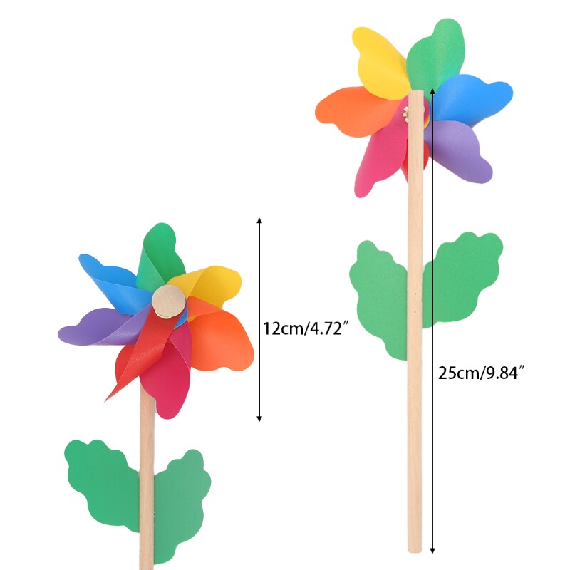 wood windmill wind spinner pinwheels home garden yard decora