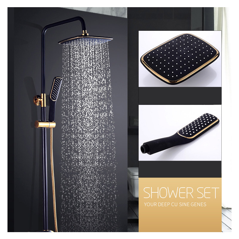 bathroom shower set luxury black/white golden bath lifting s