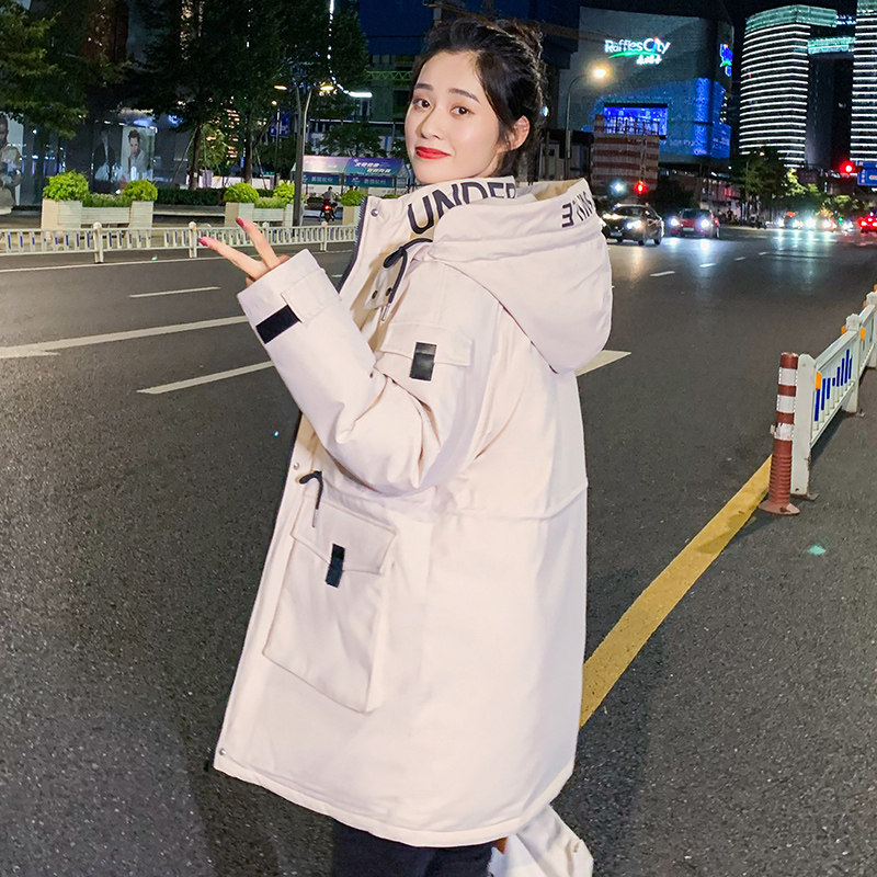 工装羽绒棉服女中长款2020年新款韩版宽松港风棉袄冬季外套ins潮
