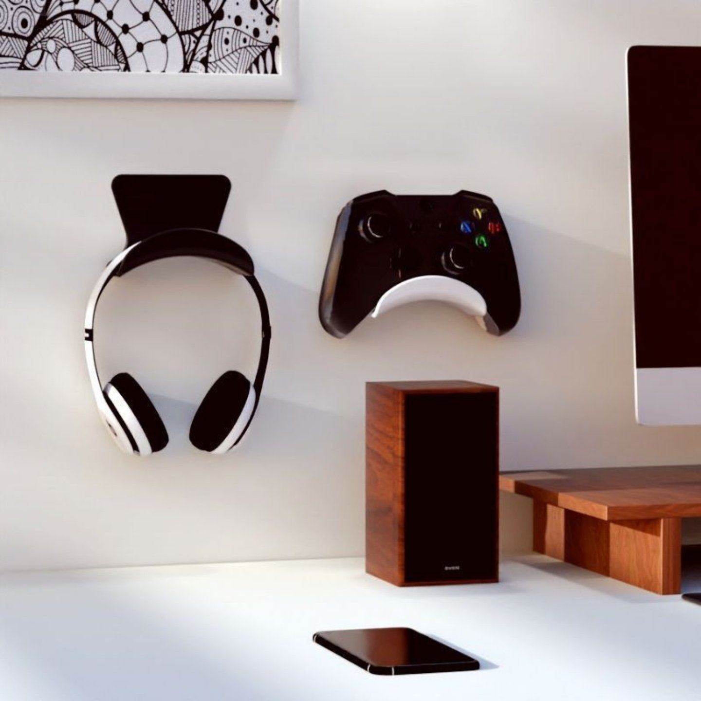 耳机支架壁挂免打孔桌下托架头戴式电竞挂钩节省空间收纳实用设计