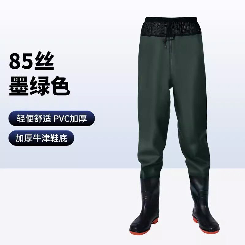 耐磨防水裤加厚抓鱼路亚透气半身雨裤连体雨鞋捕鱼轻便超轻钓鱼