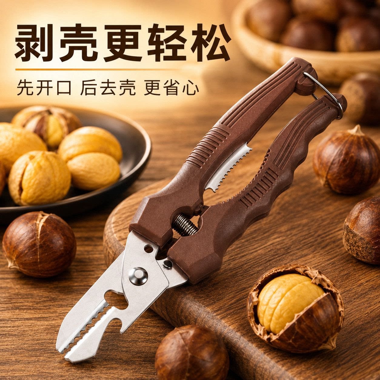 新款板栗剥壳神器去皮工具栗子剪子商用生板栗开口器锋利开口剪子