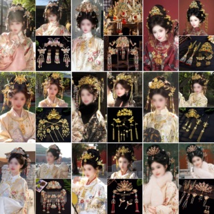 京城贵女明制秀禾服冠新娘婚嫁奢华烧蓝发冠汉服凤冠头饰中式婚礼