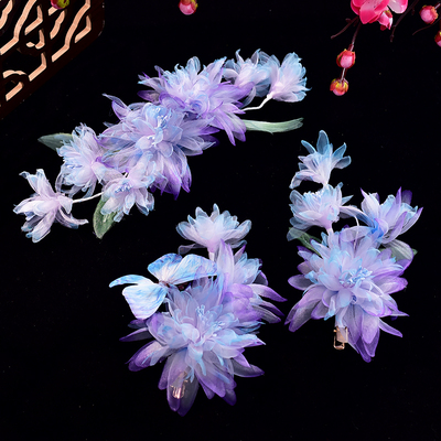 优雅绢花发饰多层烫花朵边夹头饰