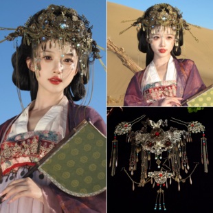 皇禹翔原创古铜做旧古风沙漠头饰额冠中式原创林允同款傩戏头饰品