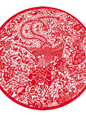 中国风纯手工剪刻纸底稿图案百鸟朝凤镂空窗花素材大全剪纸材料