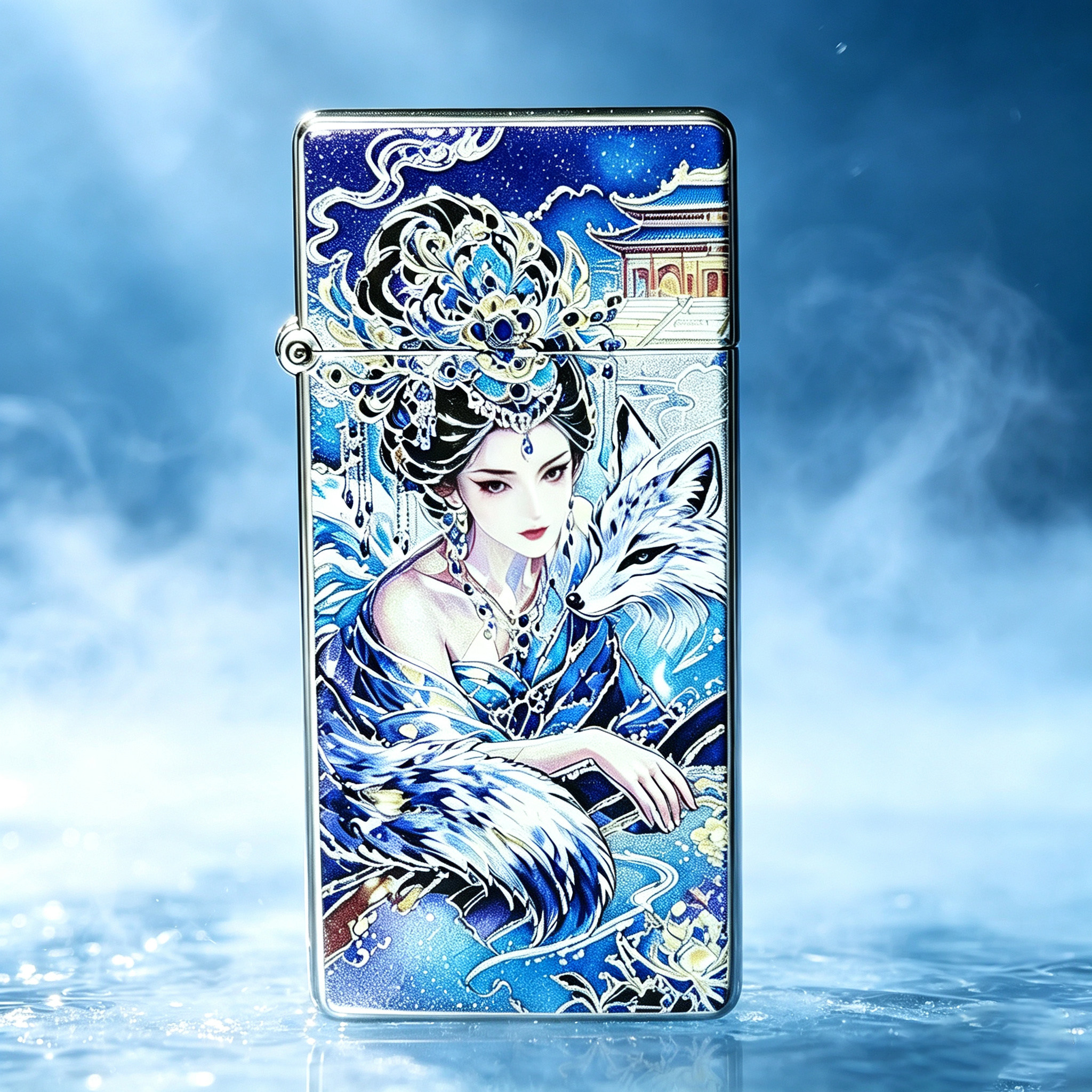 古风美女浮雕珐琅彩充气打火机