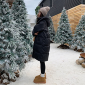 羽绒服女中长款 外套 90白鸭绒超好看连帽立领长款 2025新款 加厚韩版