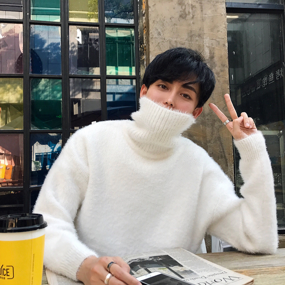 水貂绒加厚冬季高领毛衣男士潮流宽松百搭纯色保暖情侣打底针织衫,男装,针织衫/毛衣,淘宝优惠券,粉丝福利购,淘宝优惠卷