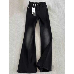 ins休闲显瘦弯刀裤 做旧黑色百搭微喇牛仔裤 潮流长裤 新款 子 男夏季