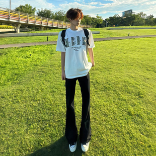 cleanfit黑色柳叶弯刀牛仔裤男美式高街vibe直筒窄版修身微喇裤子