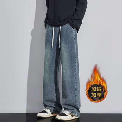 佐庭休闲百搭抽绳松紧腰牛仔裤