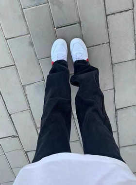 时尚vibe直筒窄版显瘦微喇裤子2025cleanfit黑色柳叶弯刀牛仔裤子