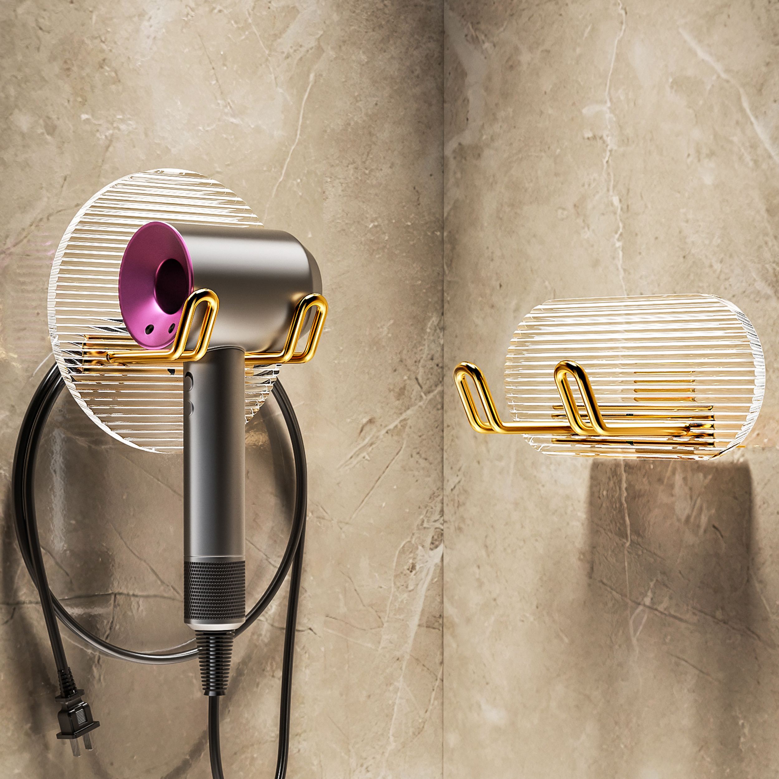 亚克力吹风机置物架免打孔浴室电吹风支架卫生间壁挂式风筒架收纳