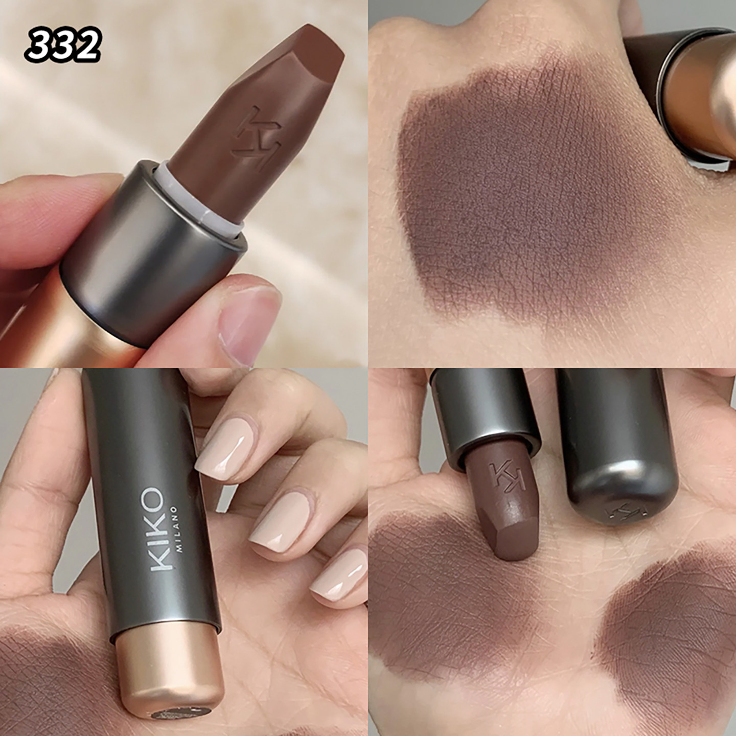 KIKO 3系列小金管丝绒哑光裸色红豆沙色口红316 325 332 329号327