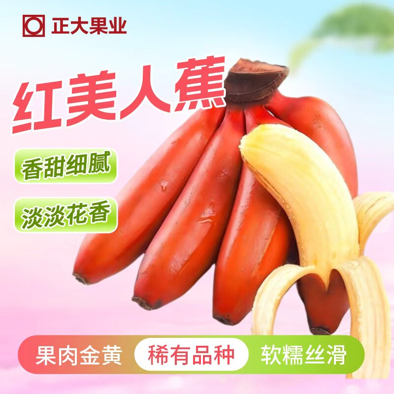 CP正大领鲜广西红美人蕉自然熟红皮香蕉新鲜现摘应季水果