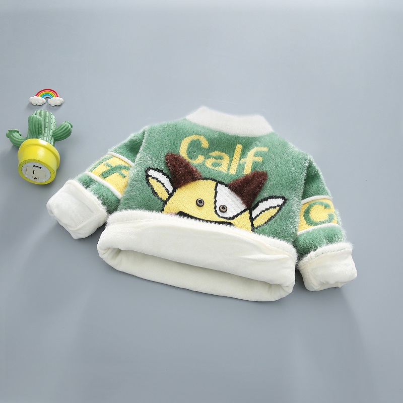 针织1厚毛线衣加绒加厚打底衫3岁