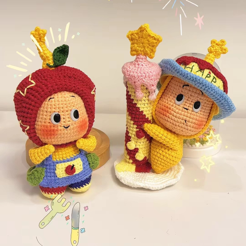 苹果星星人毛线手工diy