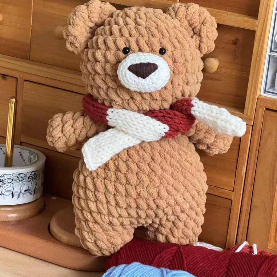 rlk手工diy钩针冰条线小熊玩偶