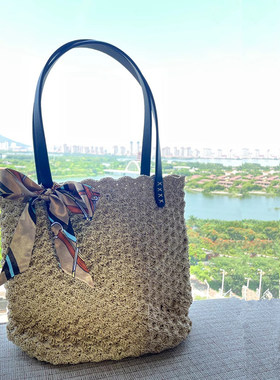 rlk手工钩针diy毛线包包材料包夏季冰丝合股线手提斜跨包解闷礼物