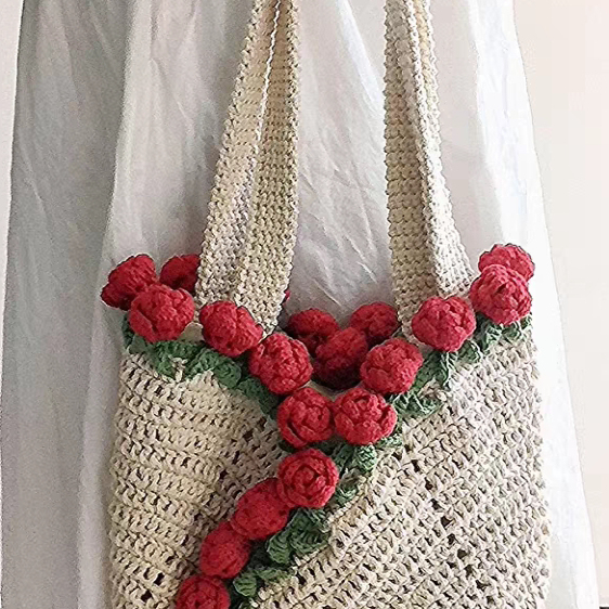 玫瑰花包包手工编织diy