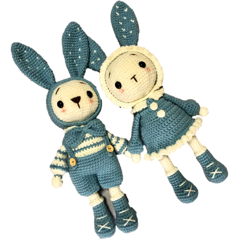 rlk情侣兔子公仔手工diy材料包网红兔钩针卡通娃娃毛线编织勾玩偶