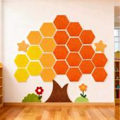 幼儿园创意毛毡软木板六边形墙贴墙围儿童房文化健康墙背景墙装 饰