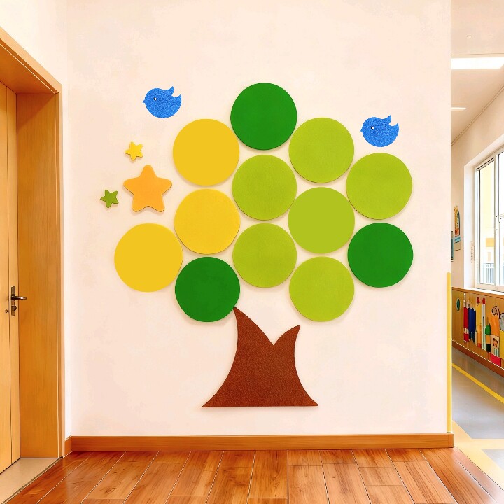 许愿树心愿树创意毛毡软木板照片墙贴幼儿园文化健康墙背景墙装饰