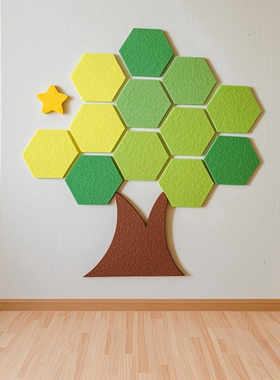 六边形创意毛毡墙贴幼儿园背景照片墙作品展示留言板软木板公告栏