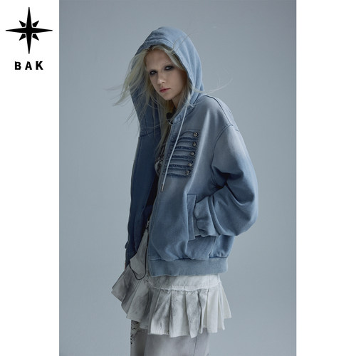 BAK拉链连帽卫衣女开衫卫衣外套