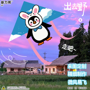 2025年新款 高颜值微风易飞初学者春天户外 风筝兔子头企鹅pingu