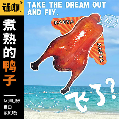 高质量风筝烤鸭煮熟的鸭子飞了个性搞笑风筝公园微风易飞初学者