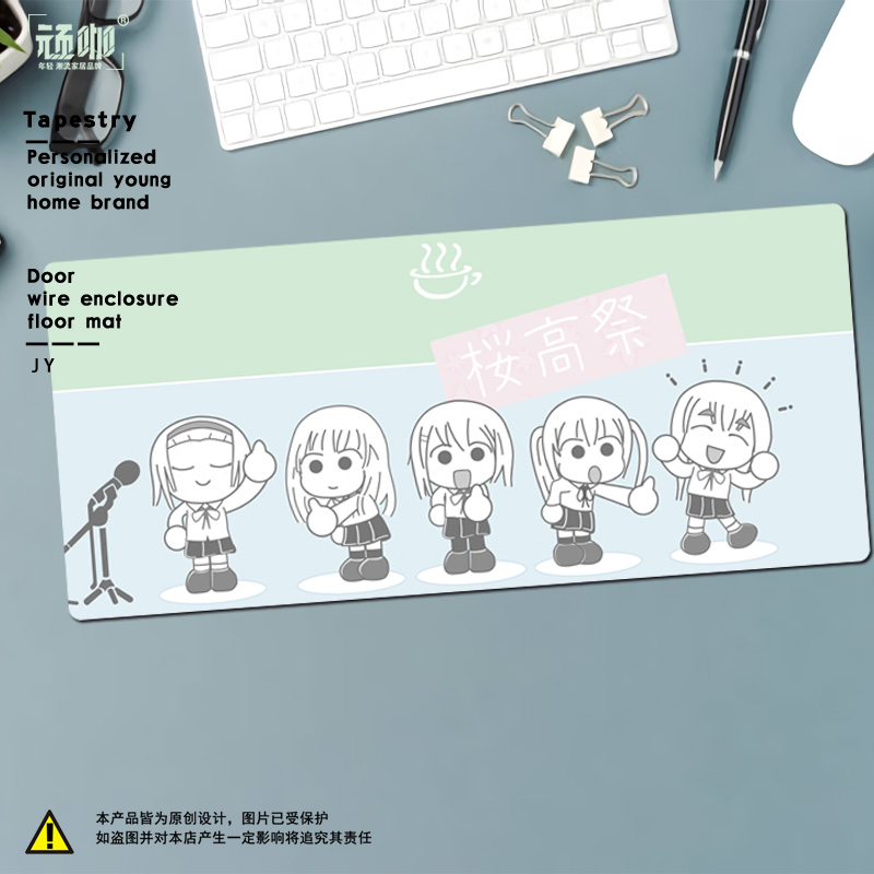 2025年新款鼠标垫轻音少女温馨简约键盘垫防滑锁边大鼠标垫桌垫