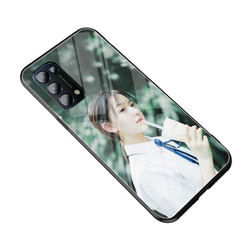 适用opporeno5照片来图定制手机壳reno5pro玻璃套reno4男reno4pro新女款reno4se保护壳+全