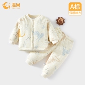 婴幼儿春季 婴儿衣服夹棉秋冬棉衣冬天宝宝分体套装 棉服保暖男冬装