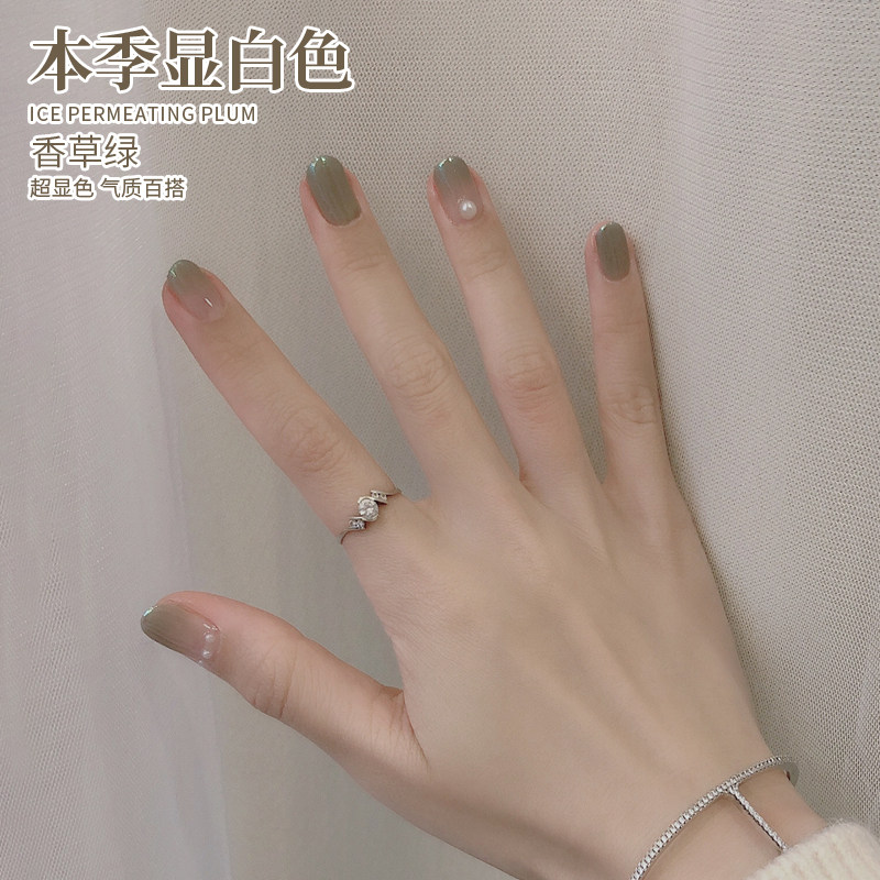 香草绿色指甲油胶2023年新款新色流行显白色持久光疗胶美甲店专用