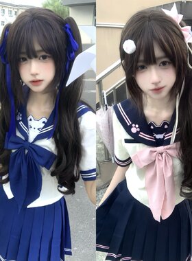 【喵喵物语】晶米猫jk原创幼稚园萌款水手服女短袖夏百褶裙套装