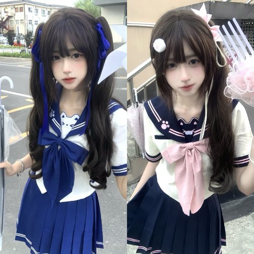 【喵喵物语】晶米猫jk原创幼稚园萌款水手服女短袖夏百褶裙套装