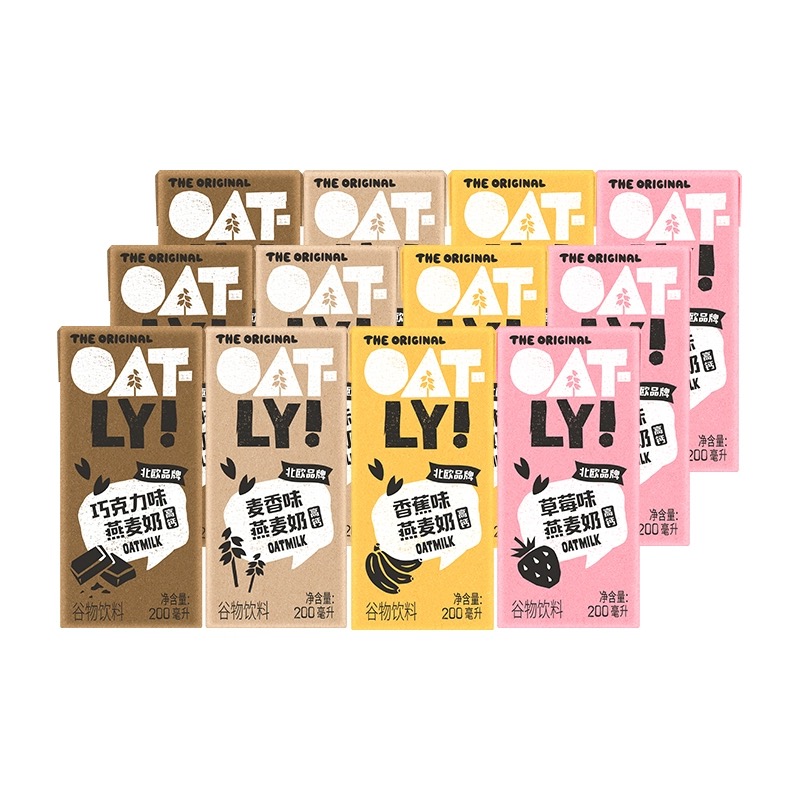OATLY燕麦奶草莓香蕉麦香巧克力风味200ml营养谷物饮料12盒组合装