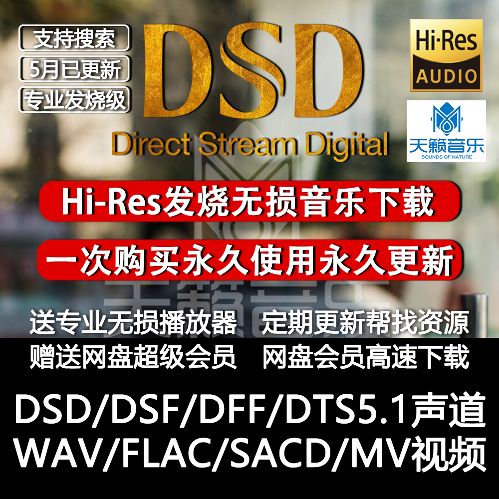 HIRES高解析发烧DSD无损音乐下载母带WAV/DTS5.1声道车载HIFI