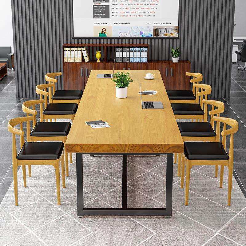简约现代实木办公桌会议桌长桌办公室职员长条工作台大型桌椅组合